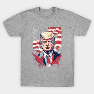 Donald Trump, the 45th president of USA in patriotic red,blue and white! T-Shirt